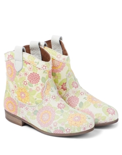 Ботильоны из кожи с цветочным принтом, разноцветный Pèpè