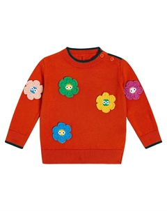 Детский хлопковый свитер с цветочной аппликацией, оранжевый Stella mccartney kids