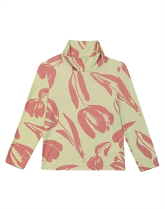 Водолазка из джерси с цветочным принтом Тюльпаны, Tulip Green Paade mode