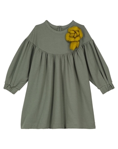 Платье с длинными рукавами из эластичного хлопка, Moss Green Il gufo