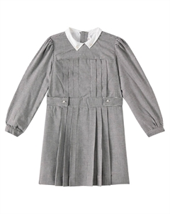 Платье Mona в гусиную лапку с плиссировкой, Carreaux Marine Bonpoint