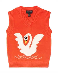 Шерстяной жилет в технике интарсия, красный Mini rodini