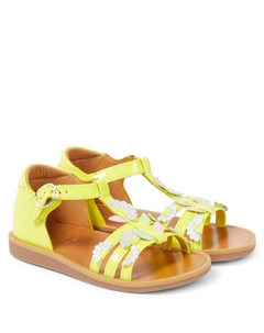 Сандалии из кожи Poppy Multi Daisy, Vernis Lime Pom d'api