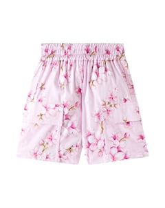 Шорты из хлопкового поплина с цветочным принтом, Rosa Fairytale Monnalisa