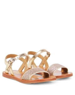 Босоножки Plagette с блестками, Laminato Glitter Ivory Gold Pom d'api