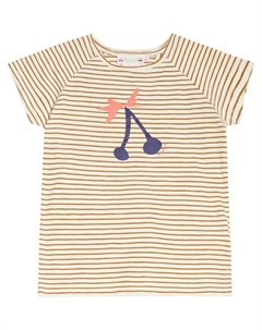 Футболка Asmae из хлопкового джерси в полоску, Upb Caramel Bonpoint