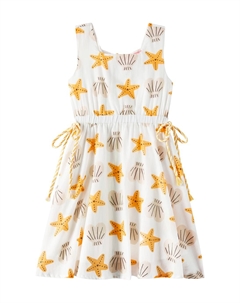 Платье из хлопковой смеси с принтом Морская звезда, Est Estrela Do Mar Fundo Off Fabula