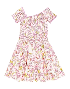 Многоярусное платье Soledad с цветочным принтом, Pink Sweet Sei Poupette st barth kids