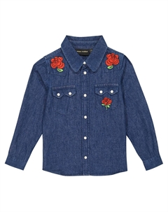 Вышитая джинсовая рубашка, синий Mini rodini