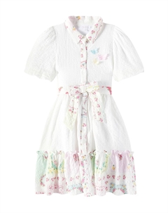 Платье-рубашка из хлопка с цветочным принтом, белый Patachou