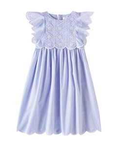 Полосатое вышитое платье, White Blue Chloé kids