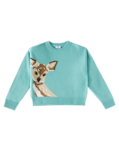 Свитер из натуральной шерсти в технике интарсия, Aqua Il gufo