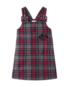 Платье DG в клетку тартан с цветочной аппликацией, Check-Tartan Dolce & gabbana kids