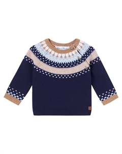 Жаккардовый свитер из детской шерсти, Marine Tartine et chocolat