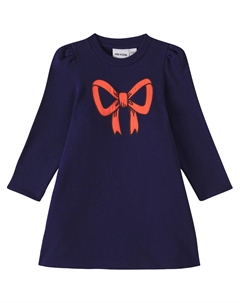 Платье-свитшот из хлопка с бантом, синий Mini rodini