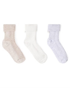 Детский комплект из 3 носков из хлопчатобумажной смеси ребристой вязки, Nacre Tartine et chocolat