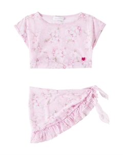 Комплект из топа с цветочным принтом и пляжной накидки, Rosa Fairytale Monnalisa