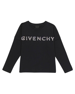 Футболка с длинными рукавами и логотипом, черный Givenchy kids