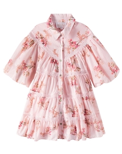 Многоярусное платье-рубашка из хлопка с цветочным принтом , Blush Orchid Print Petite amalie