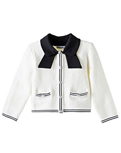 Жаккардовый кардиган с декоративными элементами, белый Self-portrait kids