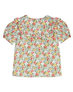 Топ из хлопка с цветочным принтом, синий Bonpoint