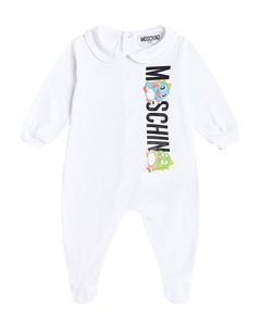 Детский комбинезон из хлопкового джерси с принтом, Optic White Moschino kids