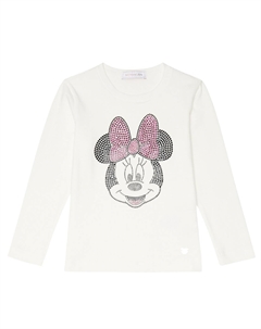 Футболка из смесового хлопка с декором, Panna Monnalisa