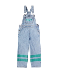 Джинсовый комбинезон с полосками и логотипом, Light Blue Denim Tinycottons
