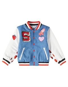 Джинсовая университетская куртка с нашивкой-логотипом, синий Stella mccartney kids