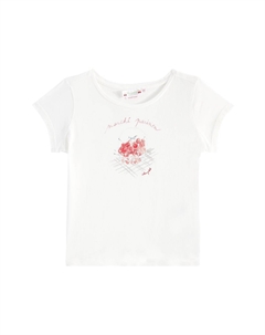 Футболка из хлопкового джерси с принтом Alcala, белый Bonpoint