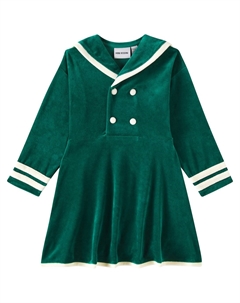 Платье из хлопкового велюра в матросском стиле, зеленый Mini rodini