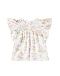 Топ из льна и хлопка с цветочным принтом, Nacre Tartine et chocolat
