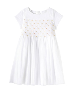 Платье из хлопка дюшес, Blanc Naturel Bonpoint