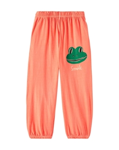 Хлопковые спортивные штаны с изображением улыбающейся лягушки, Peach Jelly mallow