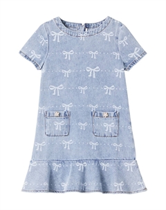 Платье из денима с принтом, светло-синий Self-portrait kids