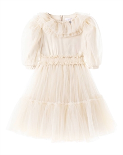 Платье из тюля с оборками, бежевый Monnalisa