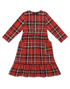 Платье из хлопковой фланели в клетку, красный Mini rodini