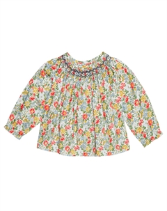 Хлопковый топ с цветочным принтом Baby Griotte, Fl Bleu Bonpoint