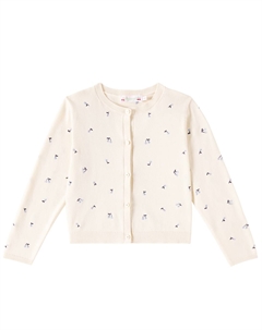 Хлопковый кардиган с вышитым логотипом Feli, Upb Vanille Bonpoint