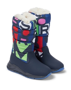 Зимние ботинки из кожи с принтом, темно-синий Marc jacobs kids