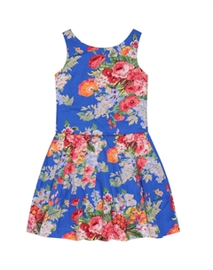 Комплект из хлопкового топа и юбки с цветочным принтом, Blue Multi Polo ralph lauren kids