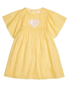 Хлопковое платье с вышитым логотипом, Straw Yellow Chloé kids