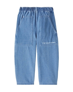 Прямые джинсы с логотипом, Light Blue Denim Tinycottons