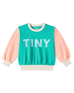 Толстовка из хлопкового джерси с цветными блоками и логотипом, Emerald Tinycottons