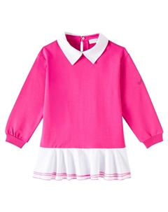 Платье из смесовой хлопковой ткани, Ciclamino + Bianco Monnalisa