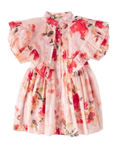 Платье из хлопка с цветочным принтом и рукавами-буфами , Peach Peony Print Petite amalie