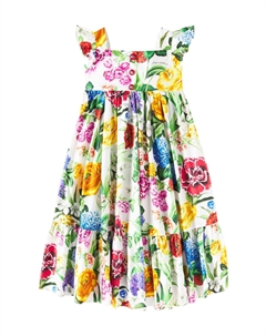 Платье из хлопкового поплина с цветочным принтом, Mix Fiori F.Bco Dolce & gabbana kids