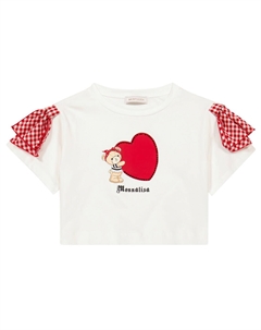 Футболка из хлопка с декором, Panna+Rosso Monnalisa