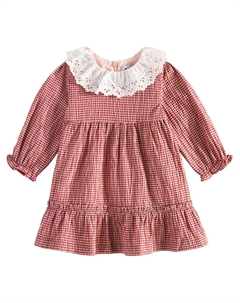 Детское платье в клетку с кружевной отделкой, Tomette Tartine et chocolat