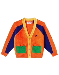 Кардиган из смесовой хлопковой ткани с цветными блоками, разноцветный Bobo choses